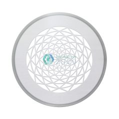   Zehnder - Formatervezett, kerek takarórácsok elszívott levegőhöz Szűrővel, DN 125 csatlakozás, Ø 160 mm, CLRF/TVA-hoz. Használható falba és mennyezetbe. Sans soucis nemesacél (nem használható padlórácsként)