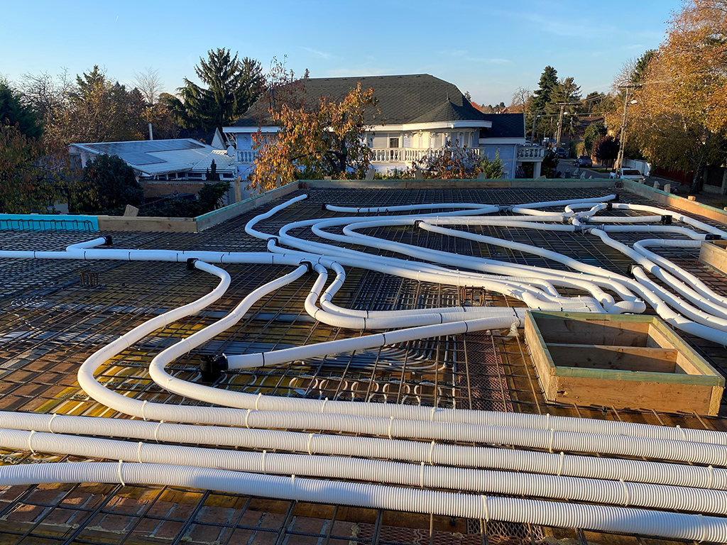 ComfoTube90 flexibilis csőrendszer a monolit vasbeton födémben