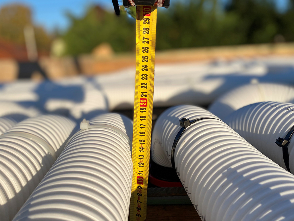 ComfoTube90 flexibilis csőrendszer a monolit vasbeton födémben